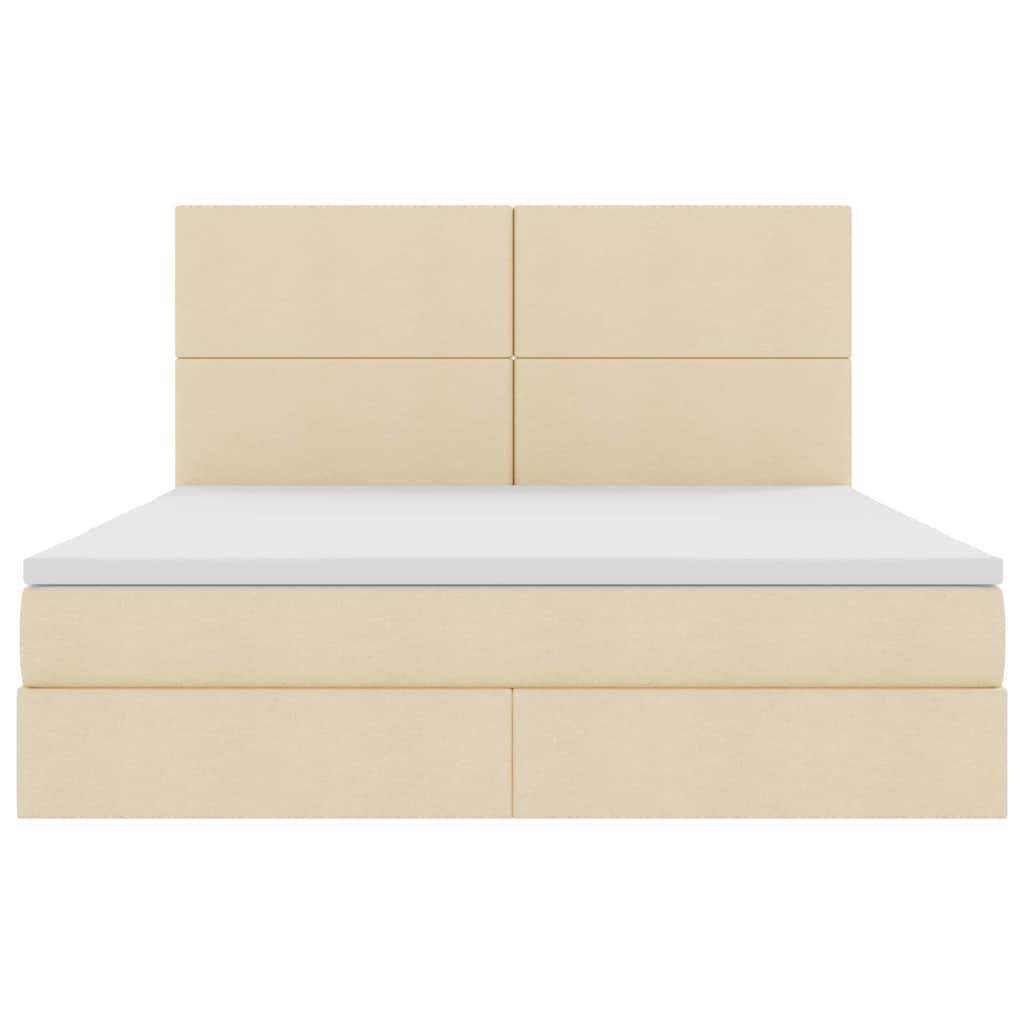 Letto con luci a strisce a LED Crema 180 x 200 cm Tessuto