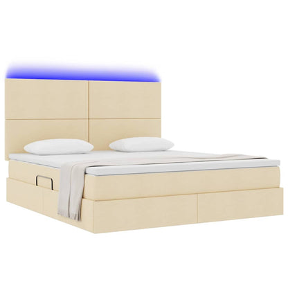 Letto con luci a strisce a LED Crema 180 x 200 cm Tessuto