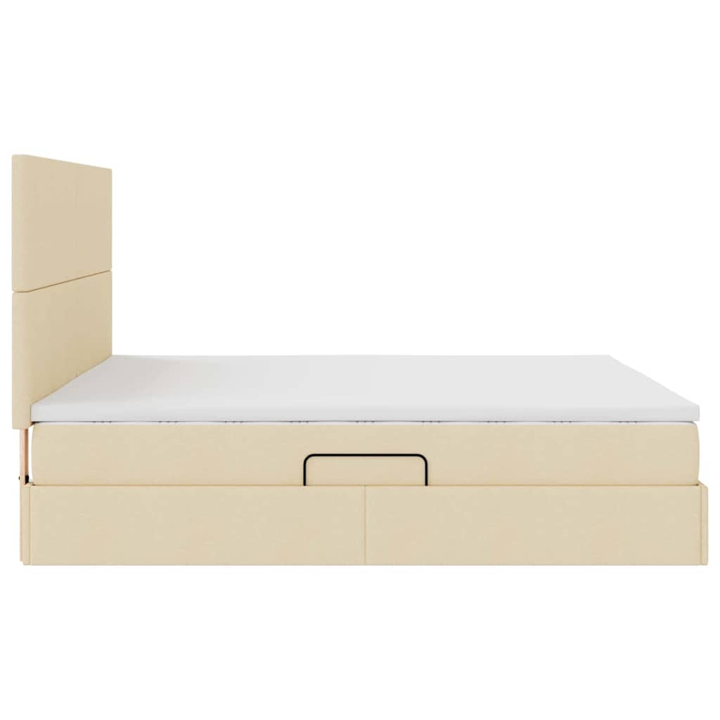 Letto con luci a strisce a LED Crema 180 x 200 cm Tessuto