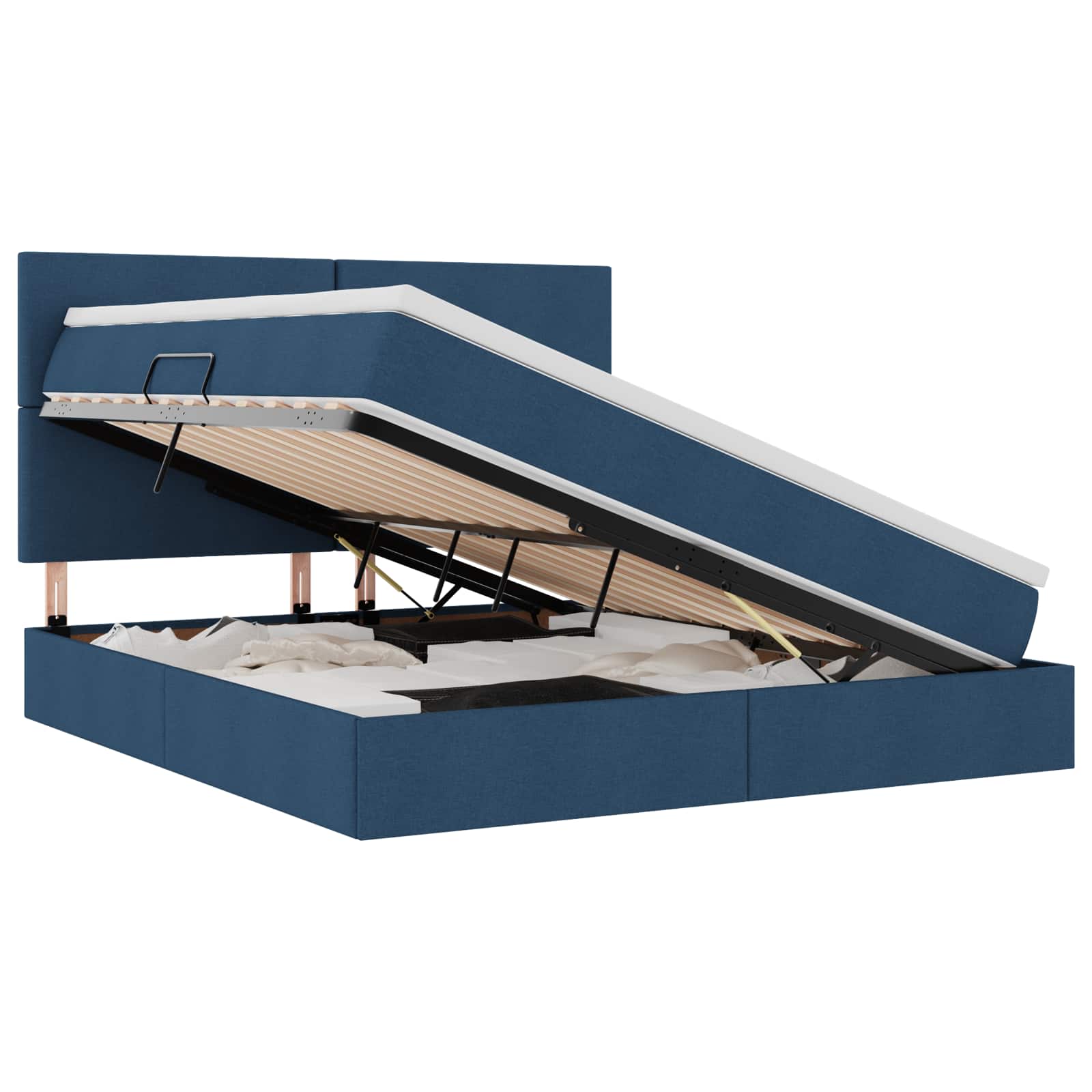Letto con contenitore LED e materasso Blu 180 x 200 cm Tessuto | homemem39