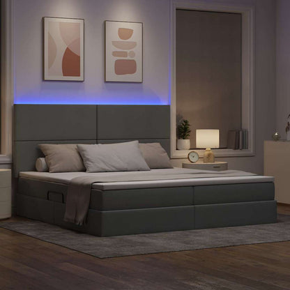 Letto con testiera Grigio chiaro 200 x 200 cm Tessuto