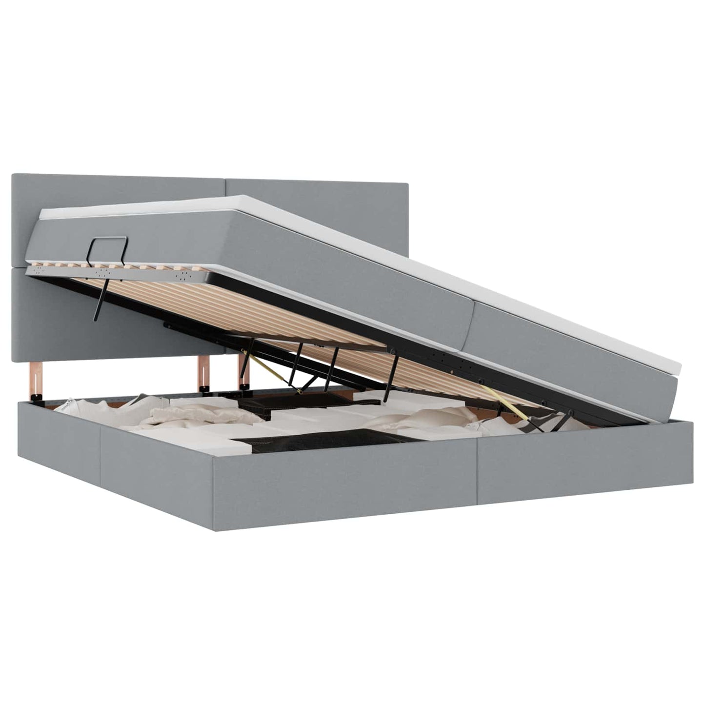 Letto con contenitore LED e materasso Grigio Chiaro | homemem39