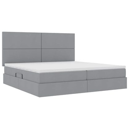 Letto con testiera Grigio chiaro 200 x 200 cm Tessuto
