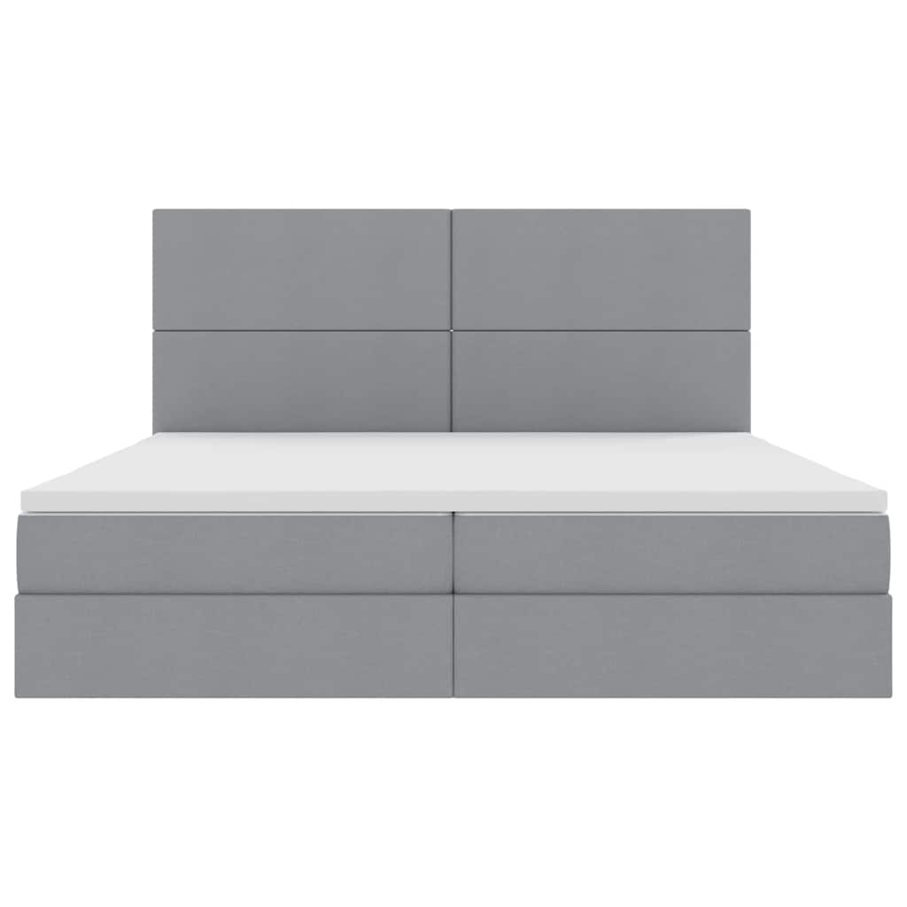 Letto con testiera Grigio chiaro 200 x 200 cm Tessuto