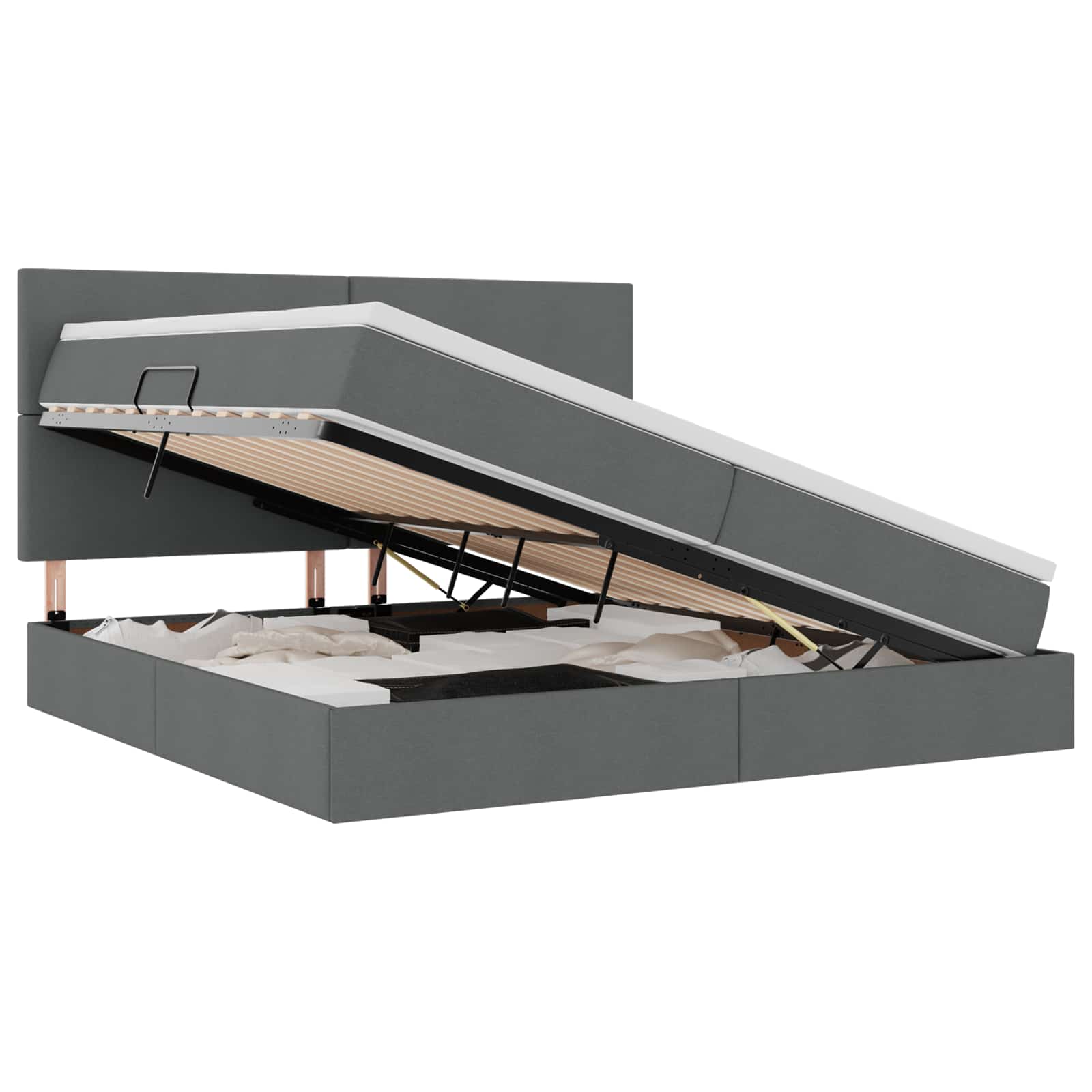 Letto con contenitore LED e materasso Grigio Scuro 200 x 200 cm | homemem39