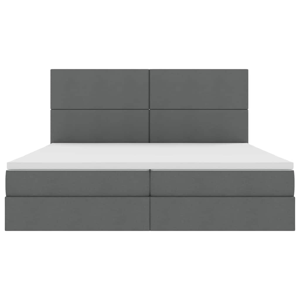 Letto con testiera Grigio scuro 200 x 200 cm Tessuto