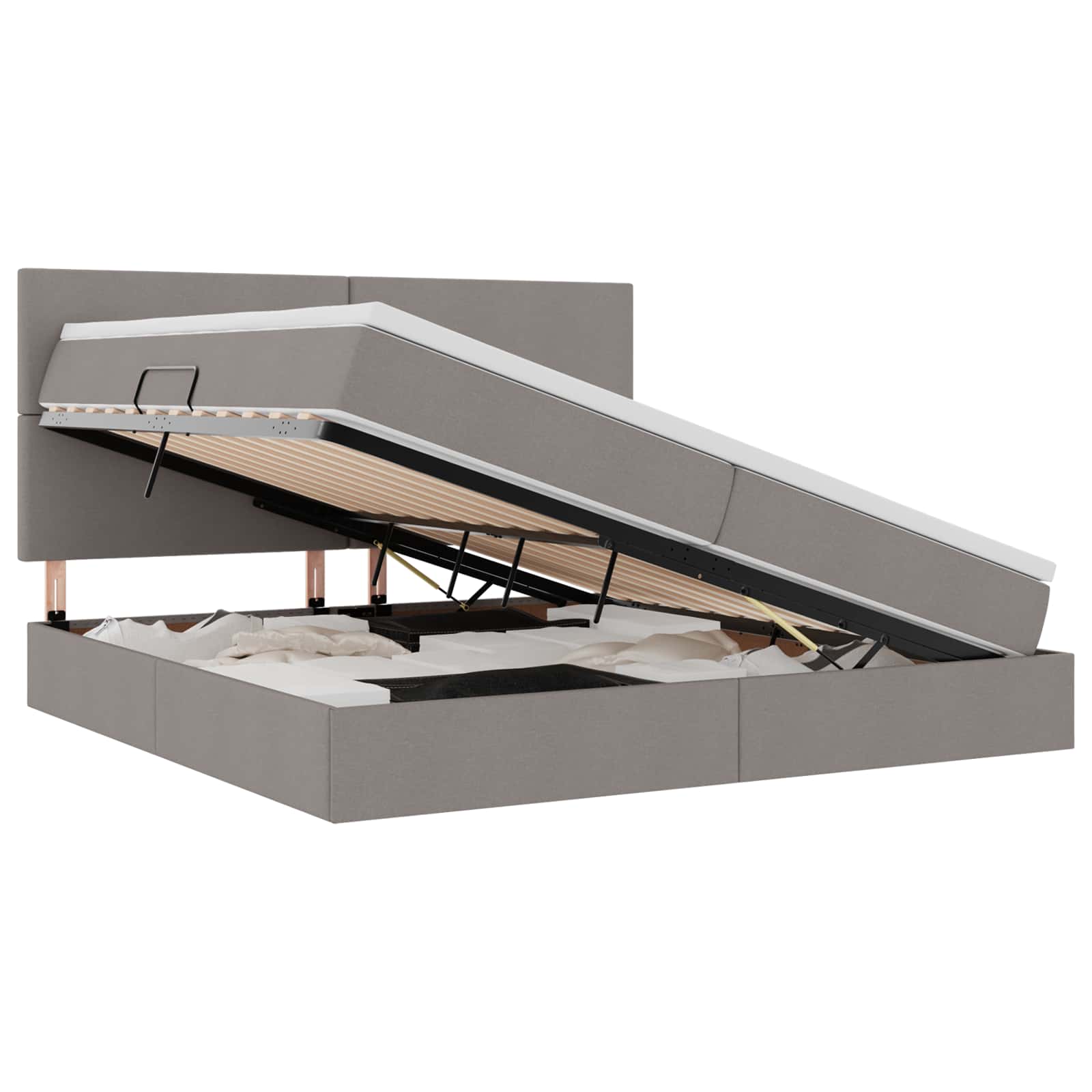 Letto con contenitore LED e materasso Tortora 200 x 200 cm | homemem39