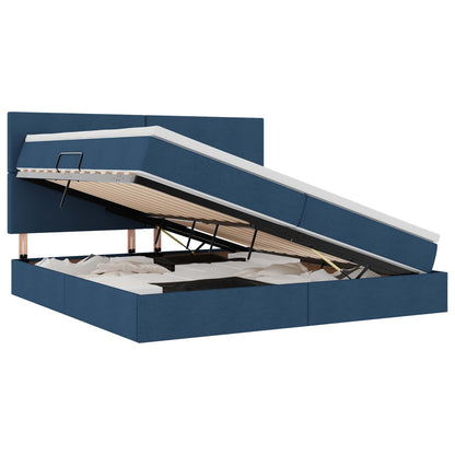 Letto con contenitore LED e materasso Blu 200 x 200 cm Tessuto | homemem39
