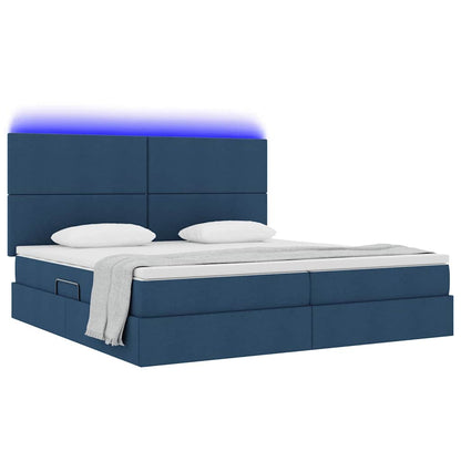 Letto con luci a strisce a LED Blu 200 x 200 cm Tessuto