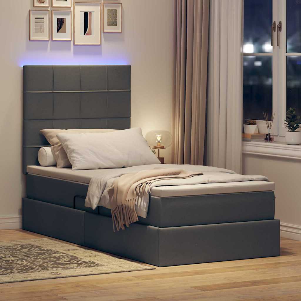 Letto con contenitore LED e materasso Grigio Scuro 90 x 190 cm | homemem39