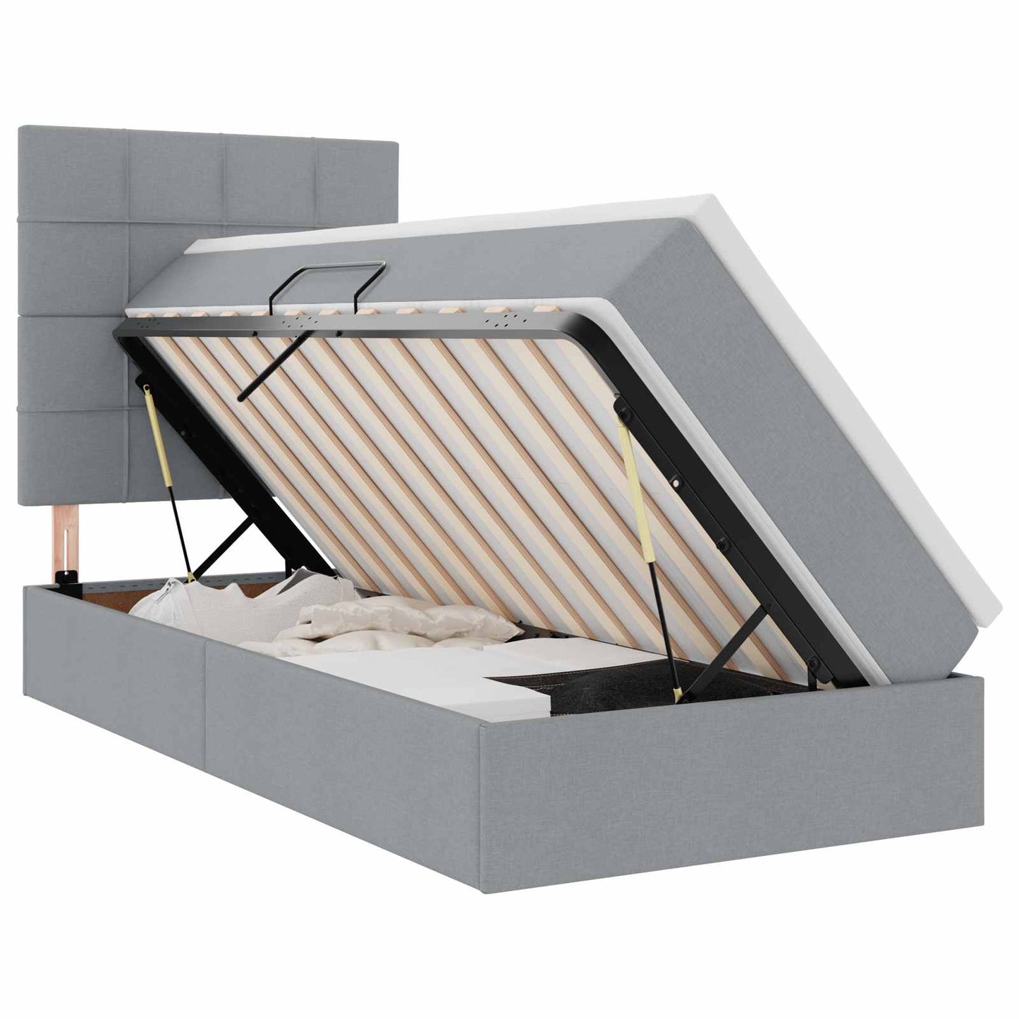 Letto con contenitore LED e materasso Grigio Chiaro 90 x 200 cm | homemem39