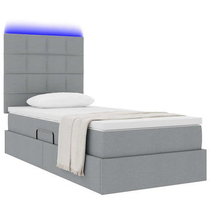 Letto con contenitore LED e materasso Grigio Chiaro 90 x 200 cm | homemem39