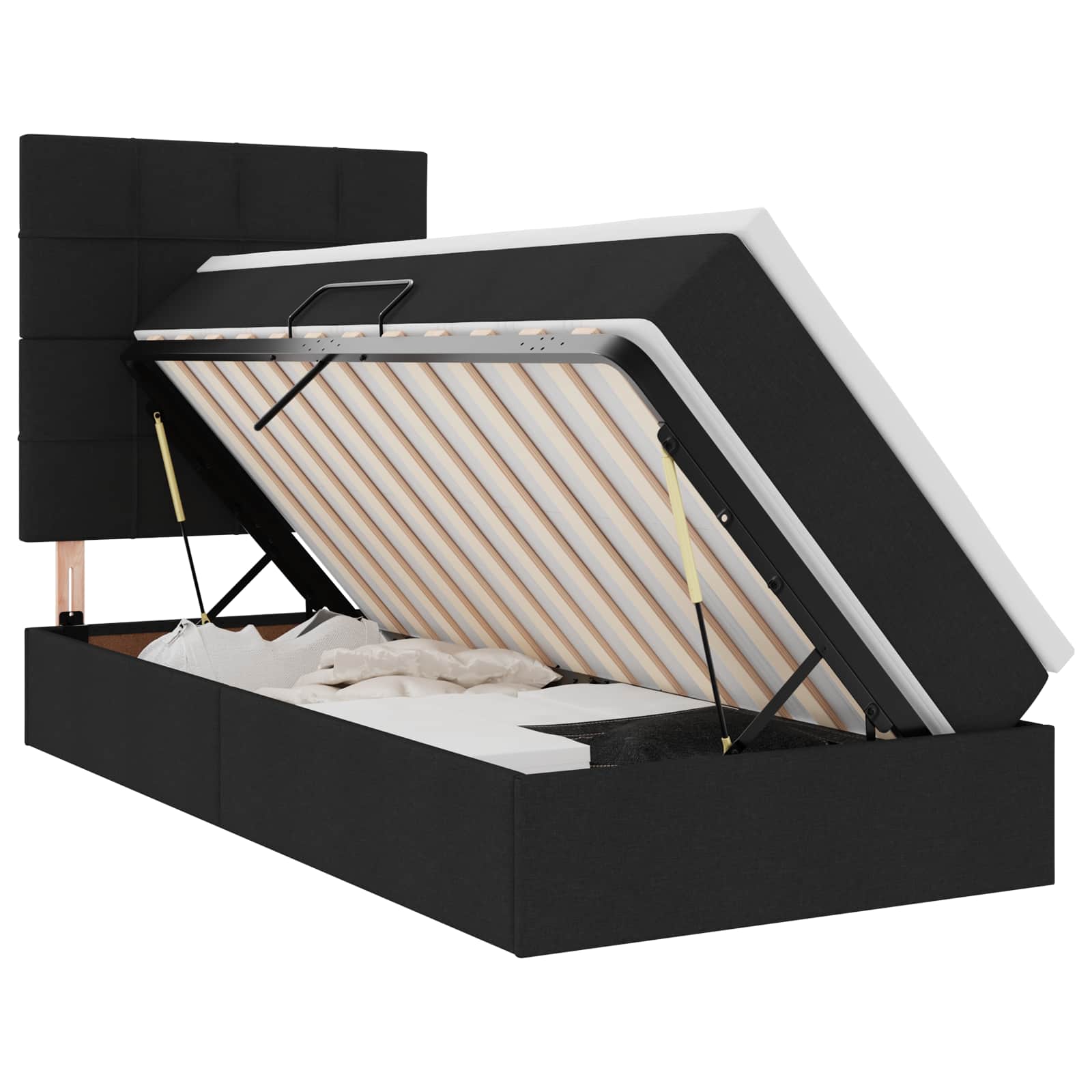 Letto con contenitore LED e materasso Nero 90 x 200 cm Tessuto | homemem39