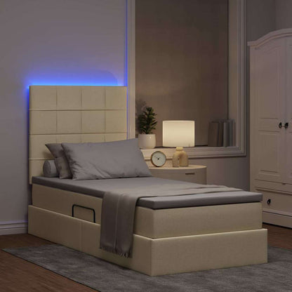 Letto con contenitore LED e materasso Crema 90 x 200 cm Tessuto | homemem39