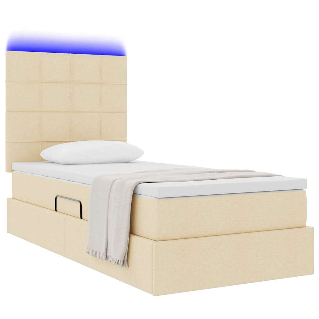 Letto con contenitore LED e materasso Crema 90 x 200 cm Tessuto | homemem39