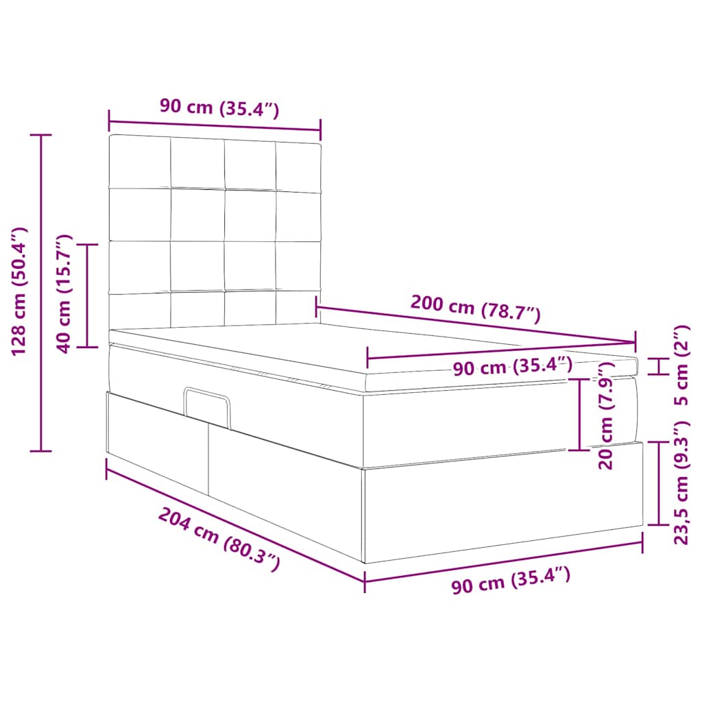 Letto con contenitore LED e materasso Blu 90 x 200 cm Tessuto | homemem39