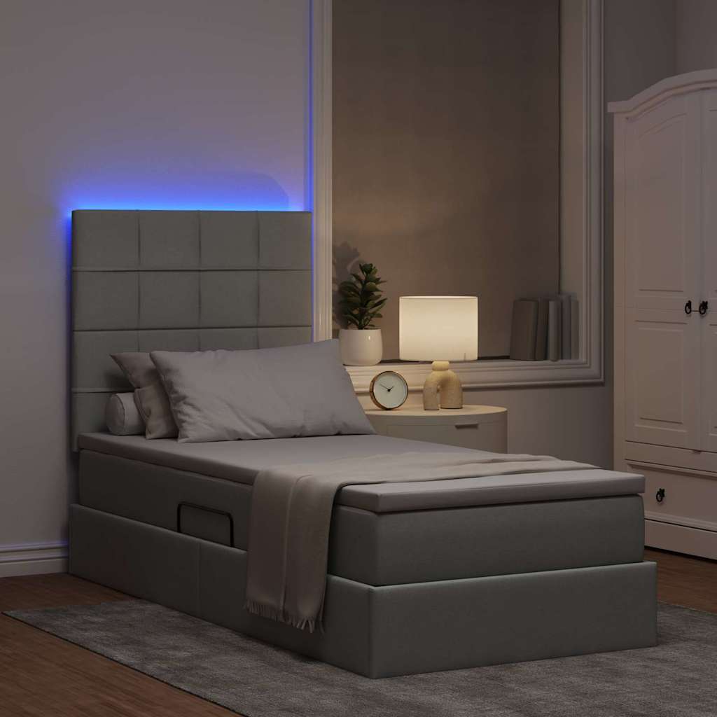 Letto con contenitore LED e materasso Grigio Chiaro | homemem39