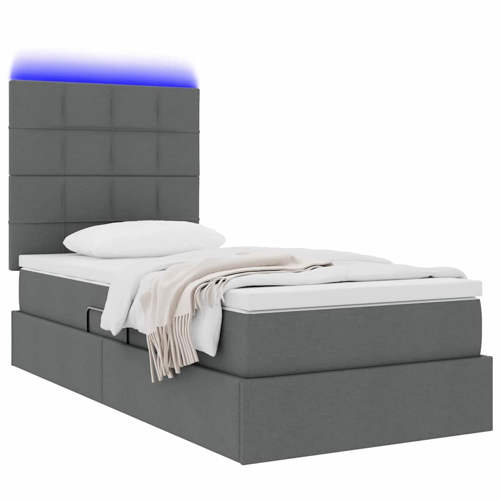 Letto con contenitore LED e materasso Grigio Scuro 100 x 200 cm | homemem39