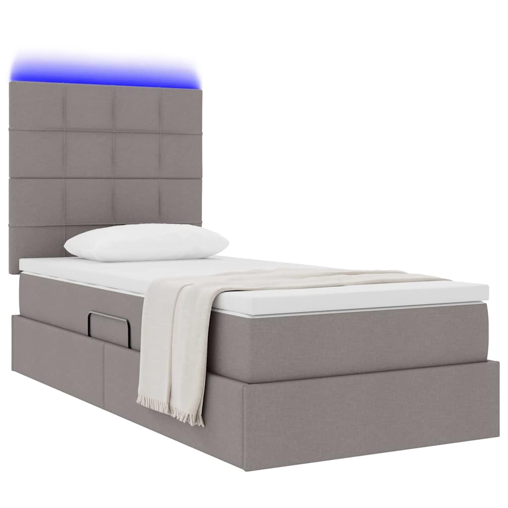 Letto con contenitore LED e materasso Tortora 100 x 200 cm | homemem39