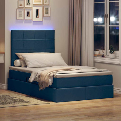 Letto con contenitore LED e materasso Blu 120 x 190 cm Tessuto | homemem39