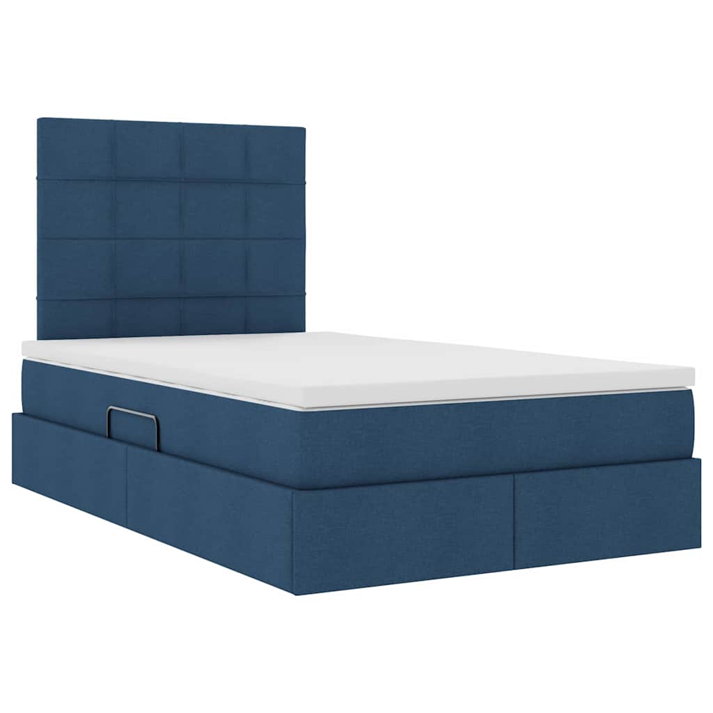 Letto con contenitore LED e materasso Blu 120 x 190 cm Tessuto | homemem39