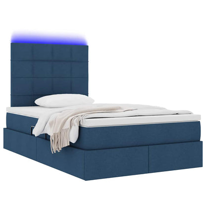 Letto con contenitore LED e materasso Blu 120 x 190 cm Tessuto
