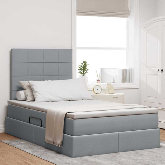 Letto con testiera Grigio chiaro 120 x 200 cm Tessuto
