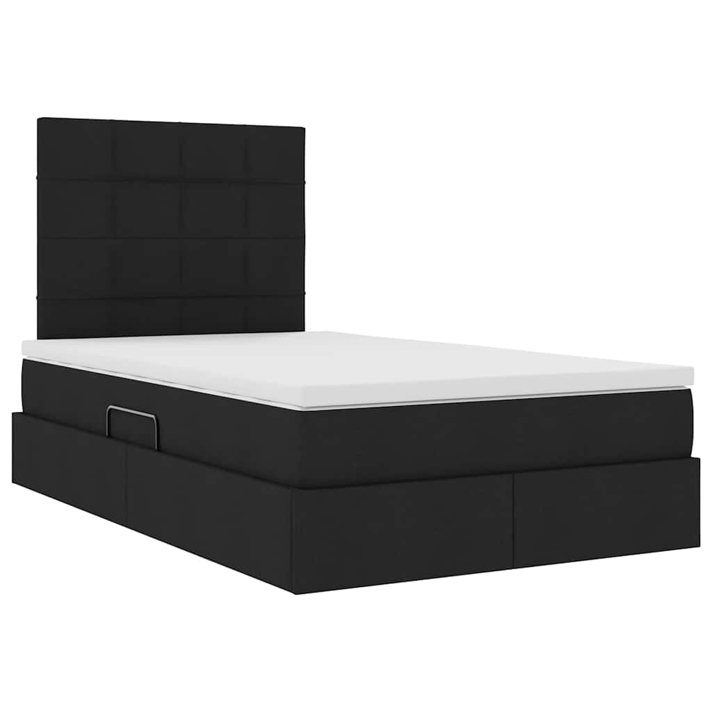 Letto con contenitore LED e materasso Nero 120 x 200 cm Tessuto | homemem39