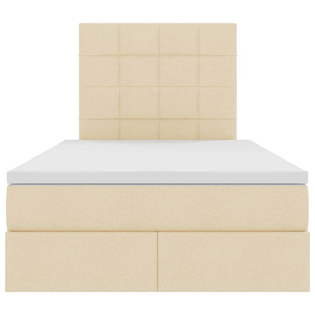 Letto con luci a strisce a LED Crema 120 x 200 cm Tessuto