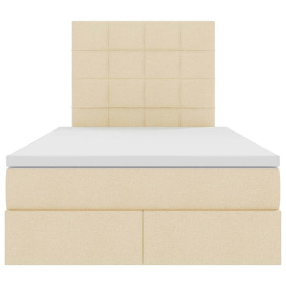 Letto con luci a strisce a LED Crema 120 x 200 cm Tessuto