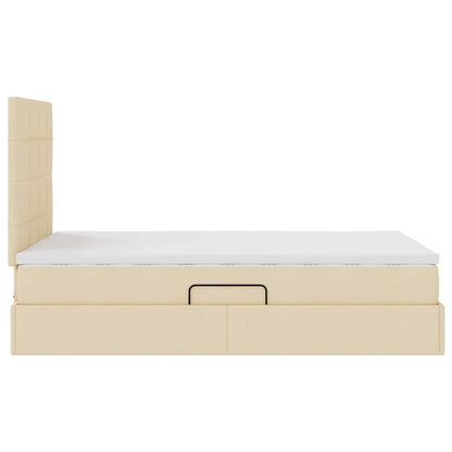 Letto con luci a strisce a LED Crema 120 x 200 cm Tessuto