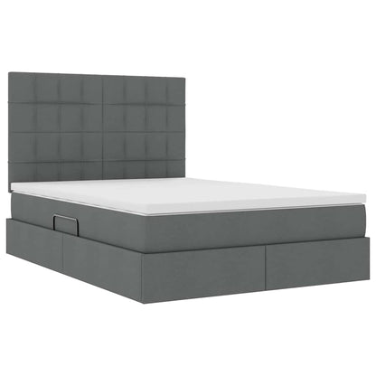 Letto con contenitore e LED Grigio scuro 140 x 190 cm