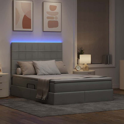 Letto con testiera Grigio chiaro 140 x 200 cm Tessuto