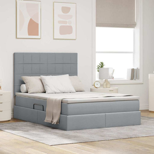 Letto con testiera Grigio chiaro 140 x 200 cm Tessuto