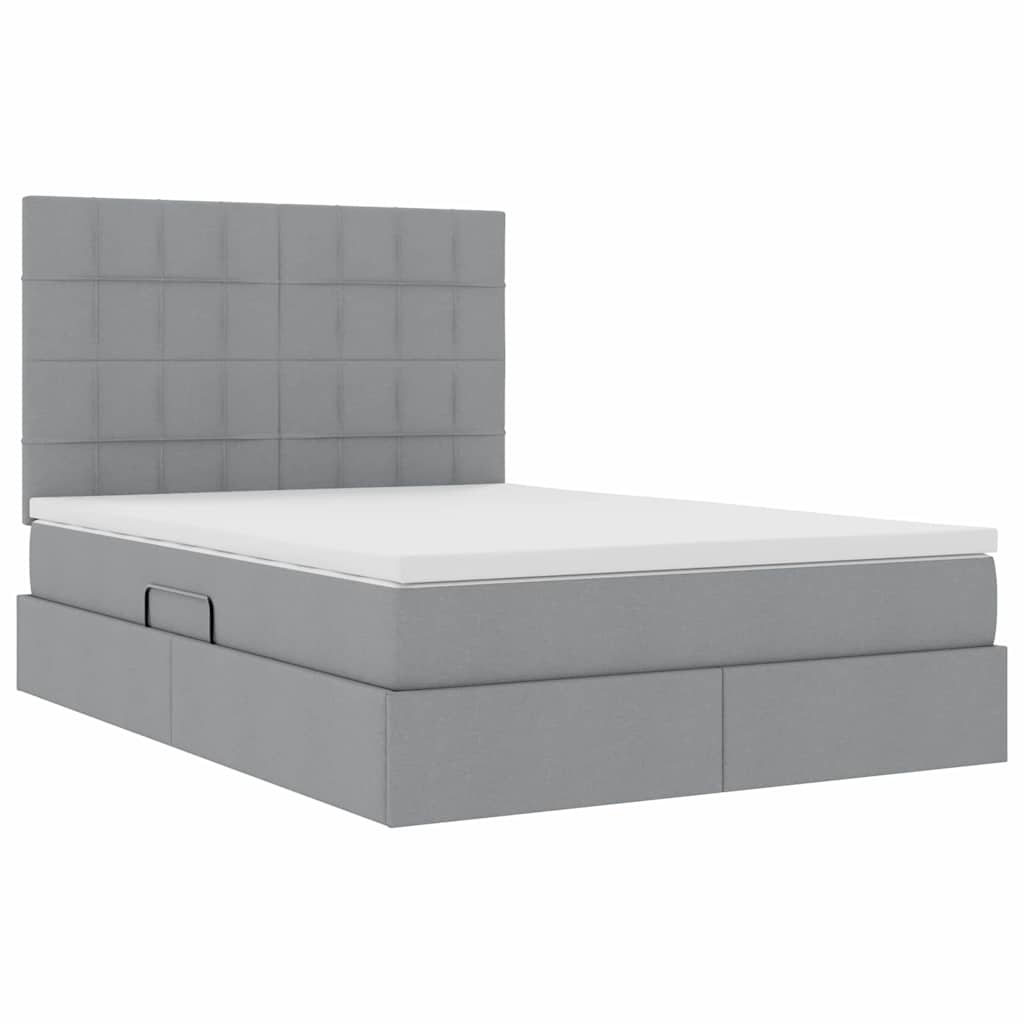 Letto con testiera Grigio chiaro 140 x 200 cm Tessuto