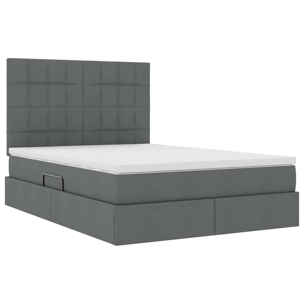Letto con testiera Grigio scuro 140 x 200 cm Tessuto