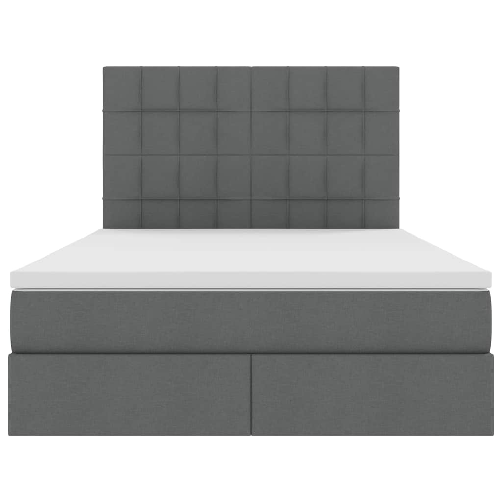 Letto con testiera Grigio scuro 140 x 200 cm Tessuto
