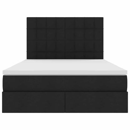 Letto con luci a strisce a LED Nero 140 x 200 cm Tessuto