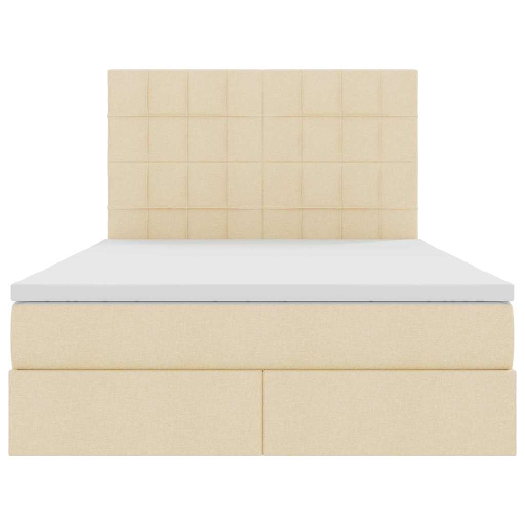 Letto con luci a strisce a LED Crema 140 x 200 cm Tessuto