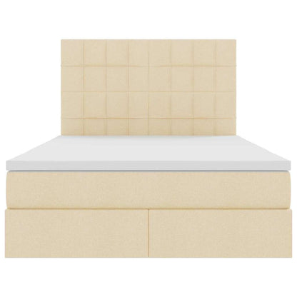 Letto con luci a strisce a LED Crema 140 x 200 cm Tessuto