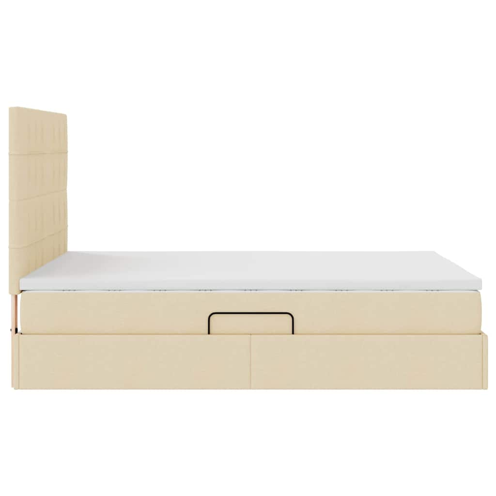 Letto con luci a strisce a LED Crema 140 x 200 cm Tessuto