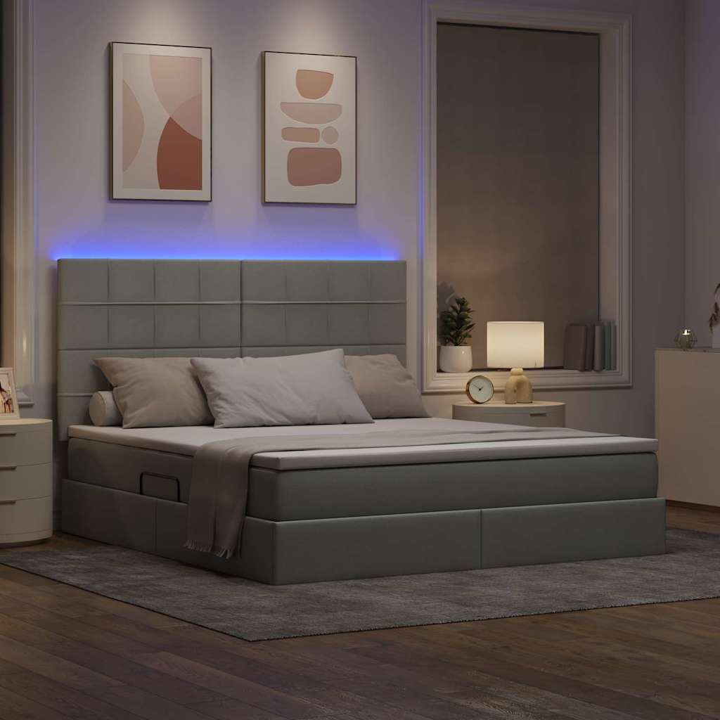 Letto con testiera Grigio chiaro 180 x 200 cm Tessuto