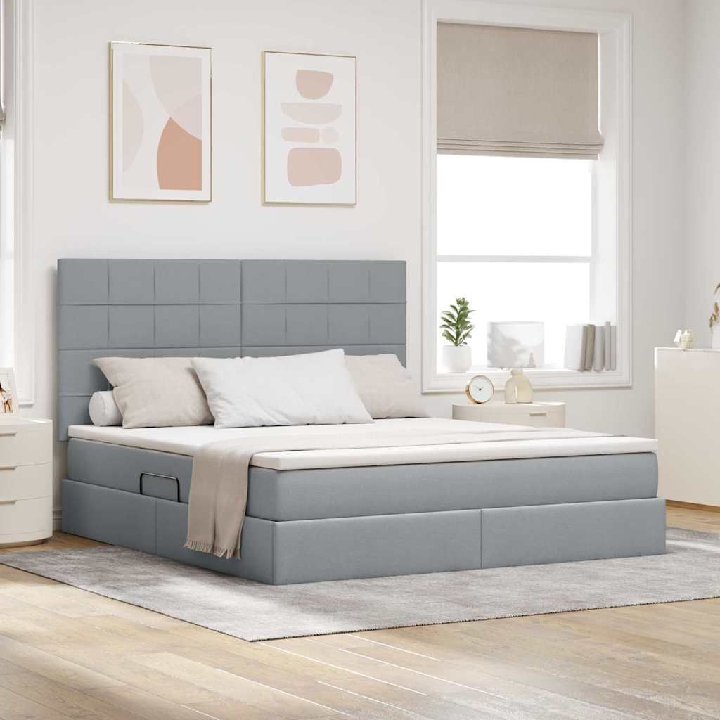 Letto con testiera Grigio chiaro 180 x 200 cm Tessuto