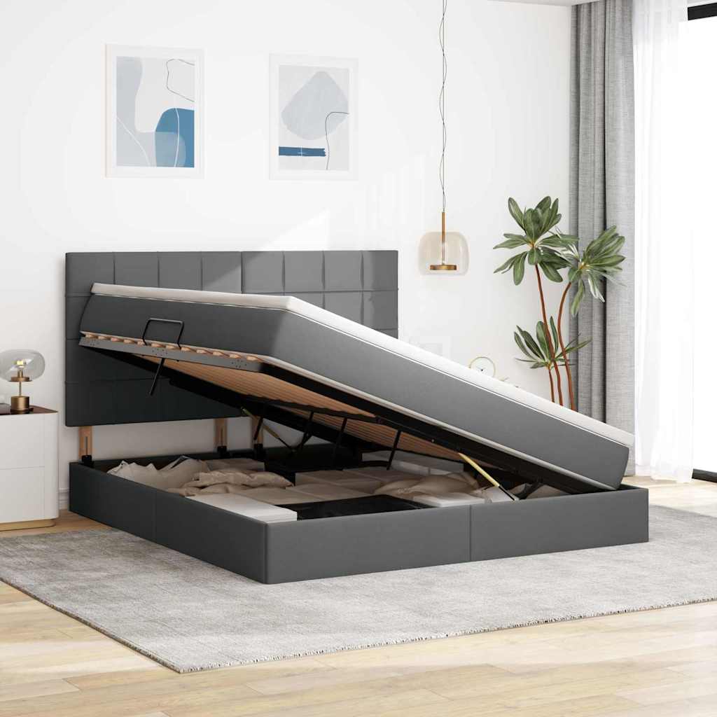 Letto con testiera Grigio scuro 180 x 200 cm Tessuto