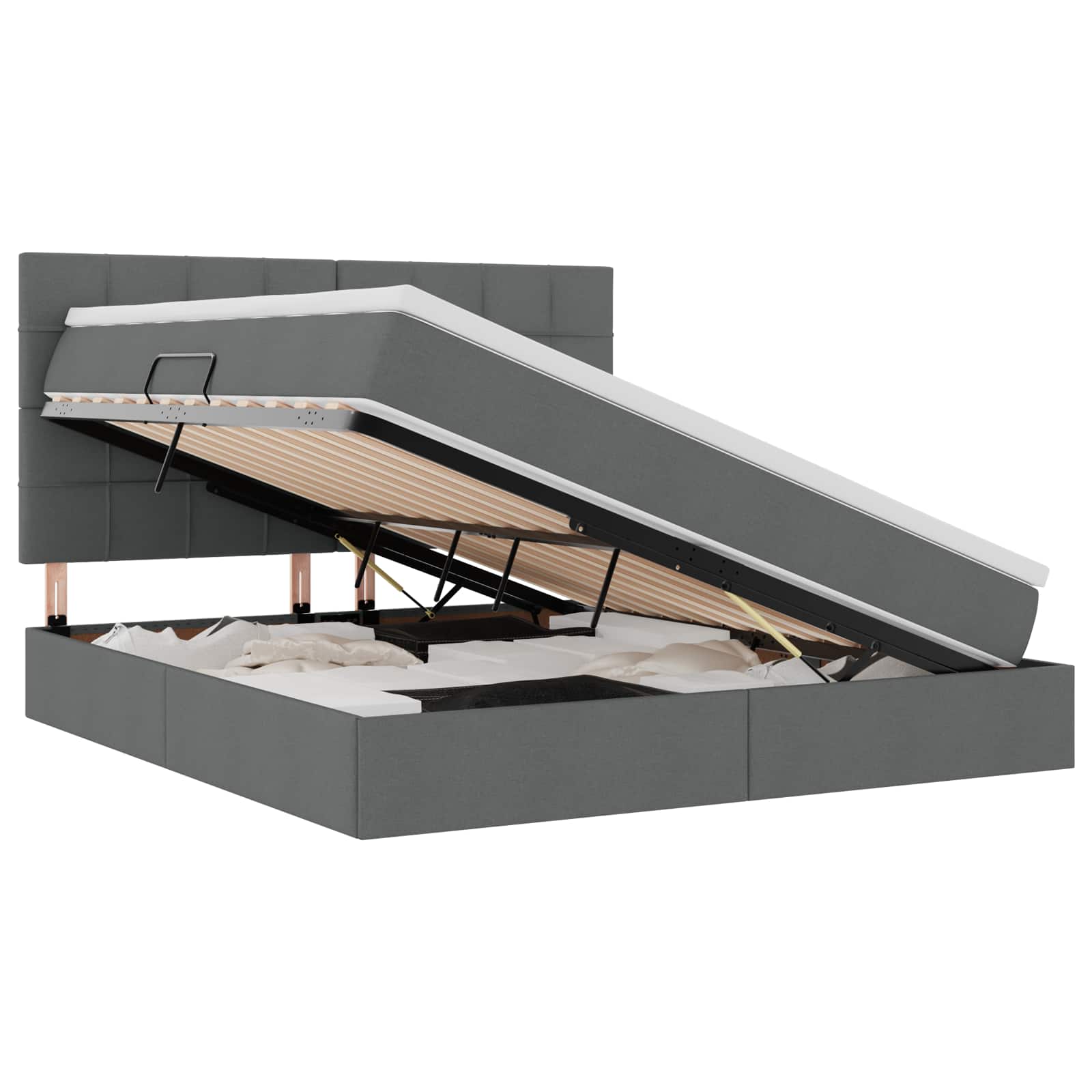 Letto con contenitore LED e materasso Grigio Scuro 180 x 200 cm | homemem39