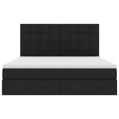 Letto con luci a strisce a LED Nero 180 x 200 cm Tessuto