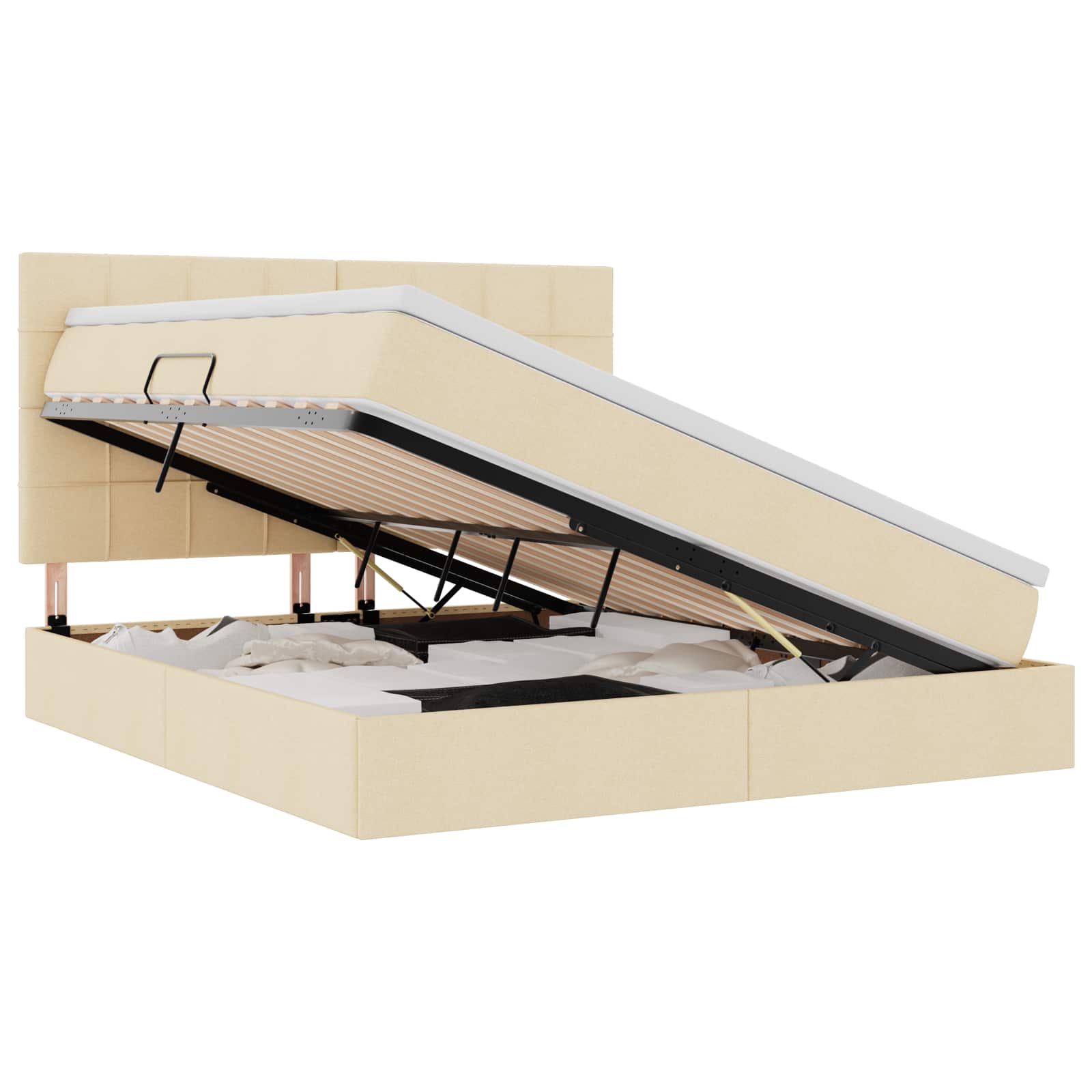 Letto con contenitore LED e materasso Crema 180 x 200 cm | homemem39