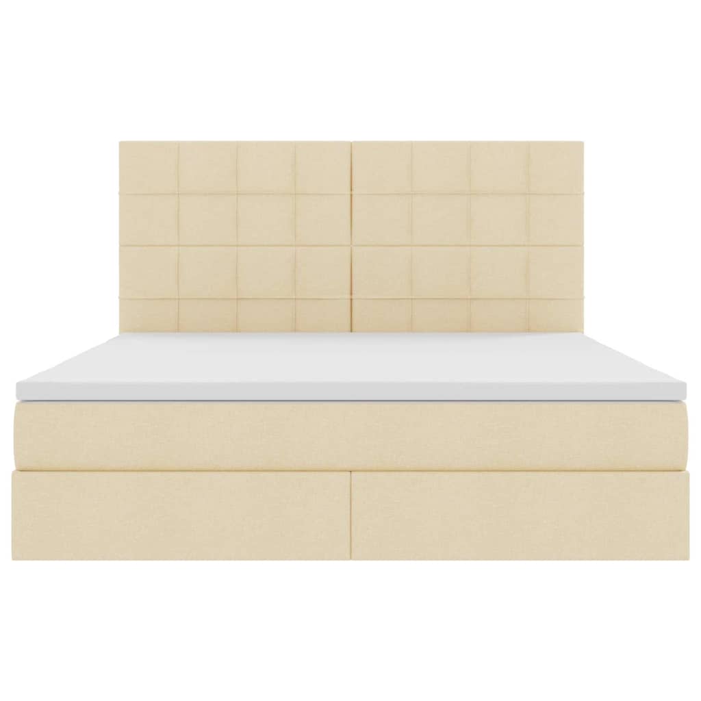 Letto con luci a strisce a LED Crema 180 x 200 cm Tessuto