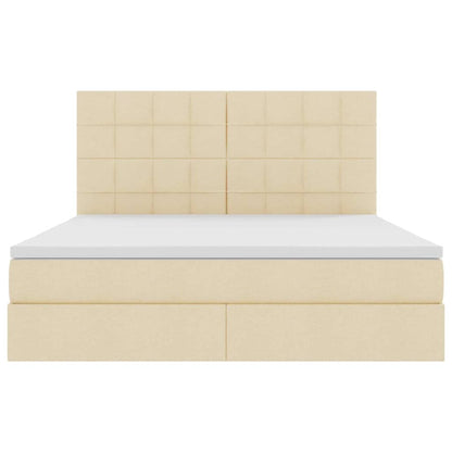 Letto con luci a strisce a LED Crema 180 x 200 cm Tessuto