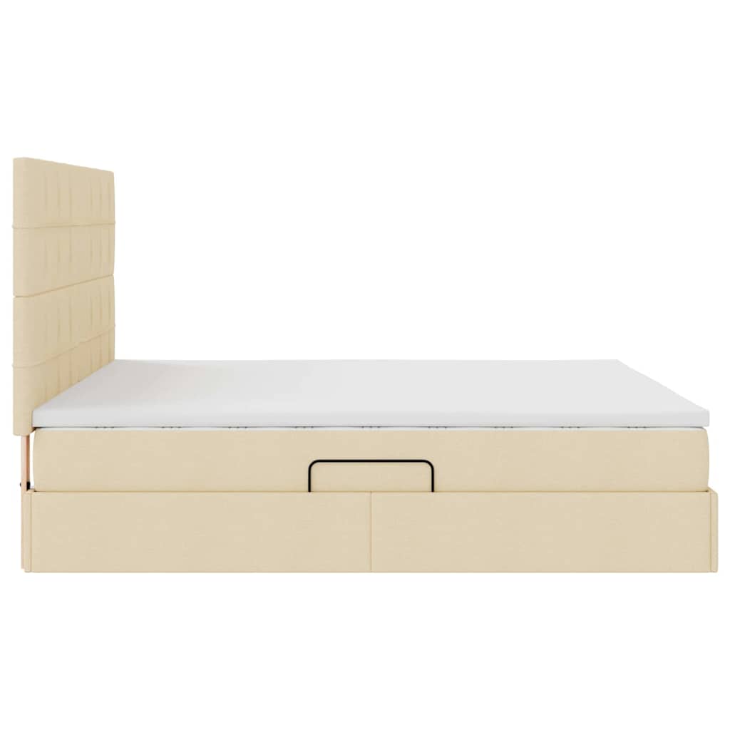 Letto con luci a strisce a LED Crema 180 x 200 cm Tessuto